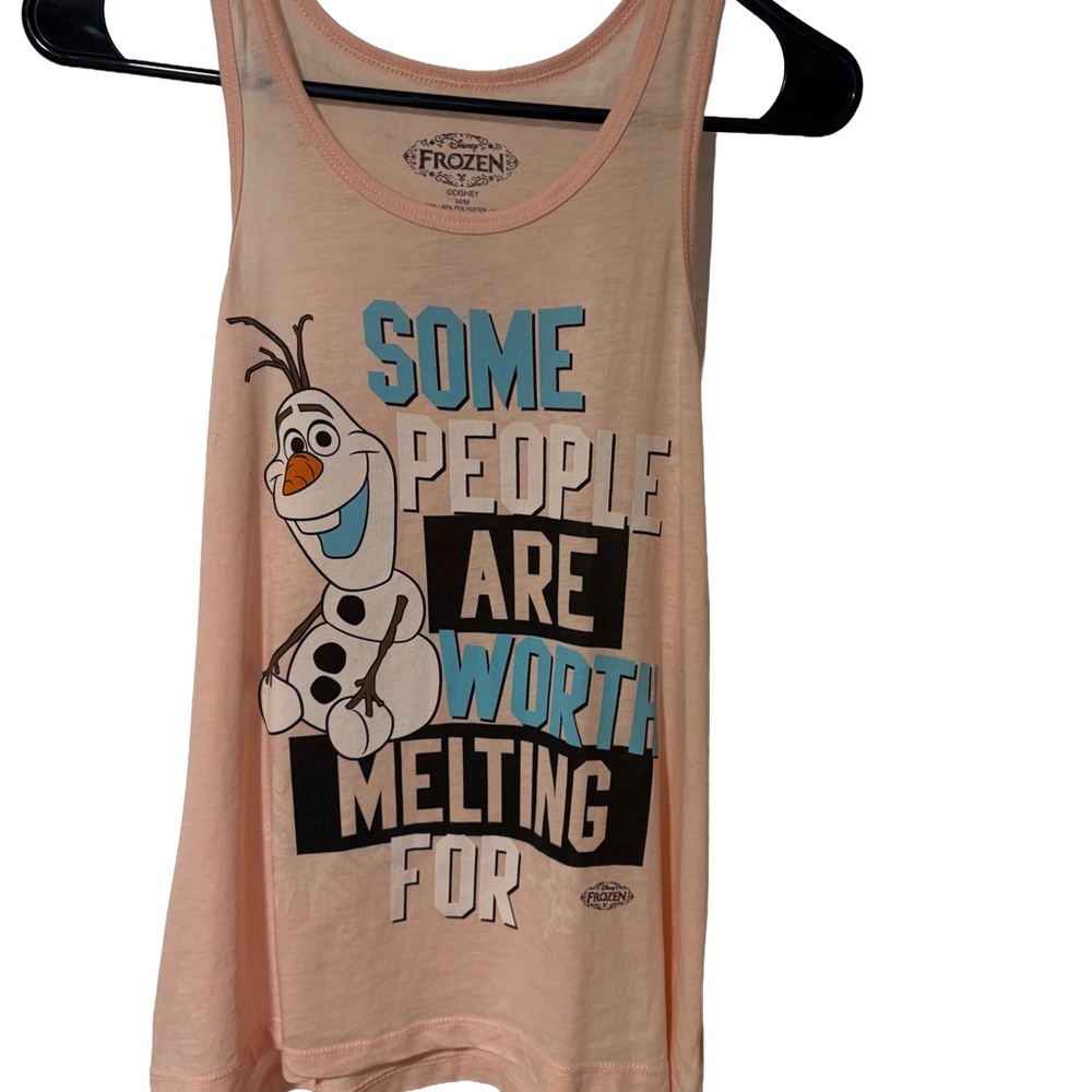 Disney Light Pink Olaf Flared Tank Top Juniors Size M